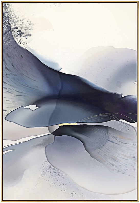 菲凡画廊 新中式轻奢水墨花瓣抽象图案国画书法晶瓷画