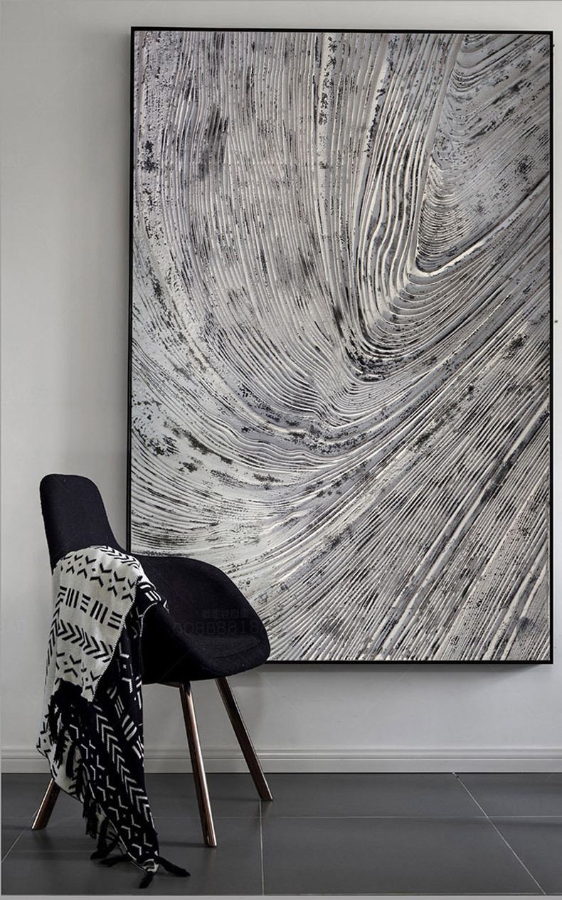 lilili映画灰色系客厅墙面装饰挂画玄关装饰画竖版抽象现代简约灰色系