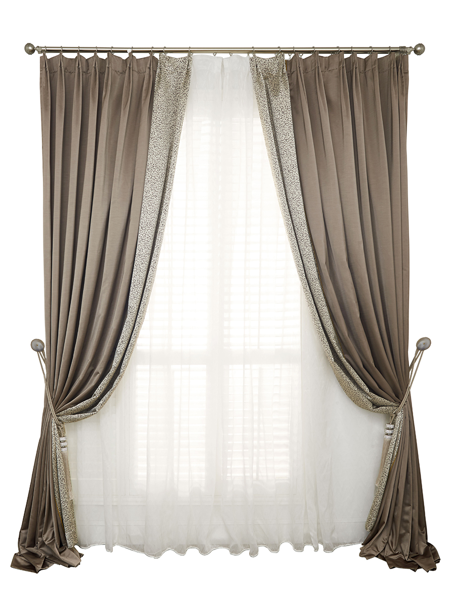 小十字纹拼边款窗帘定做 样板房客厅遮光窗帘 #喻小姐-窗帘-2022美间