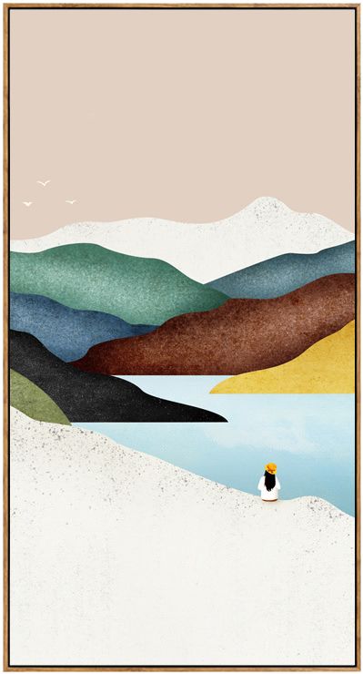 装饰画走廊竖版现代简约唯美风景抽象水彩画过道挂画-现代创意-2021