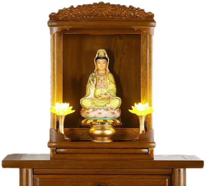 舍家居 新中式实木小型观音神龛家用经济型墙壁挂式供台佛台客厅储物