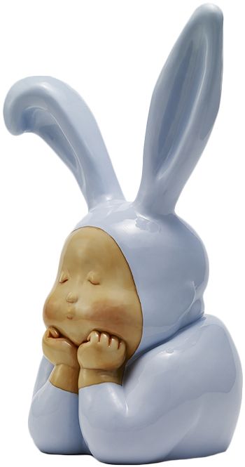 稀奇限量玻璃钢雕塑摆件瞿广慈作品《兔比比》桌面摆件