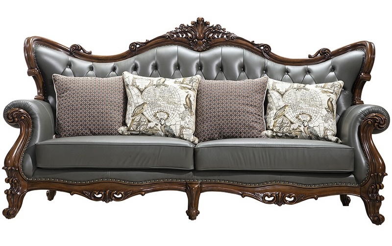 圣蒂斯堡 美式真皮实木大户型双人沙发