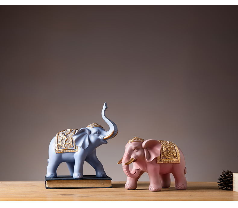 大象摆件创意一对客厅装饰品吉象摆设家居装扮室内乔迁新居礼品