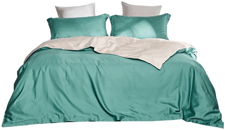 大墨 现代软装青色纯色天丝卧室酒店会所四件套-床单/被套/被子/床罩