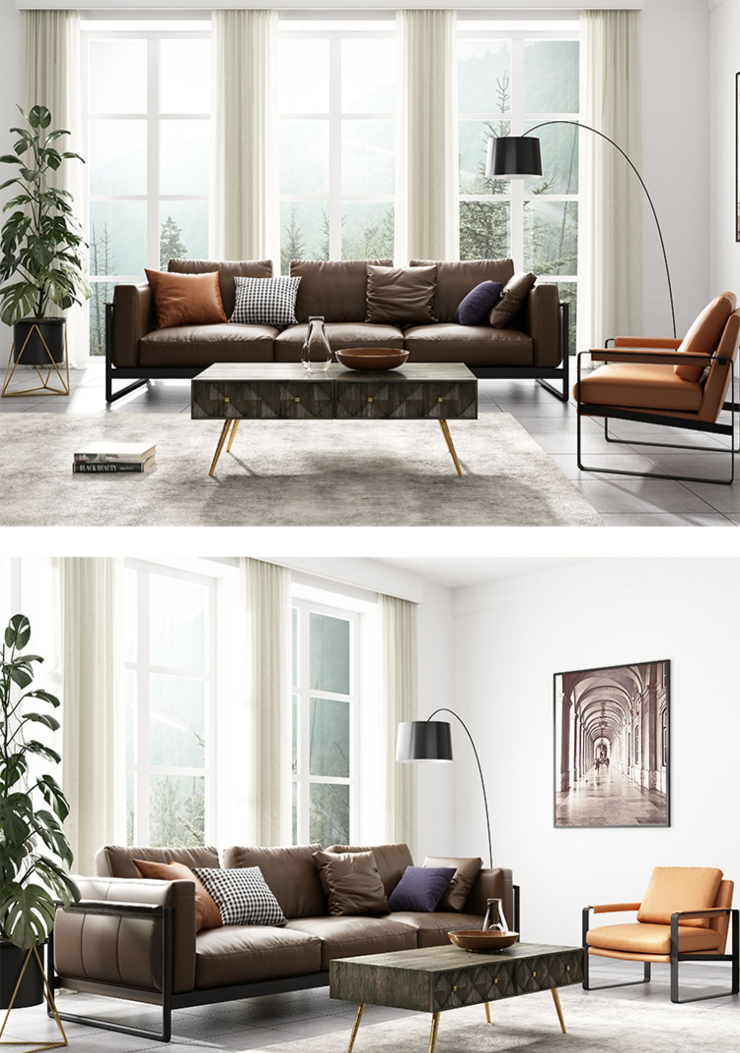 优梵艺术 现代皮革客厅多人沙发-多人沙发-2022美间(软装设计采购助手