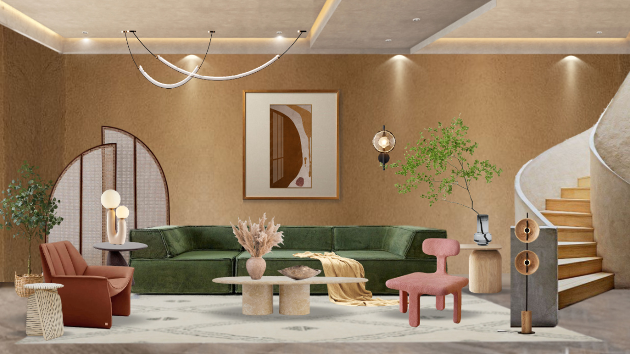 【诧寂客厅】客厅软装方案-现代客厅软装方案-软装搭配方案/2021-美间