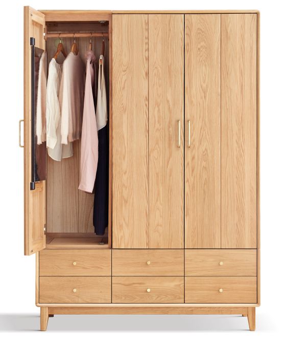 源氏木语 北欧风全实木三门衣柜