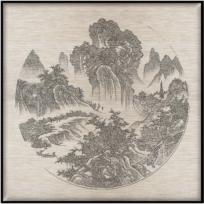 汇创名品 新中式麻布机理画山水装置画