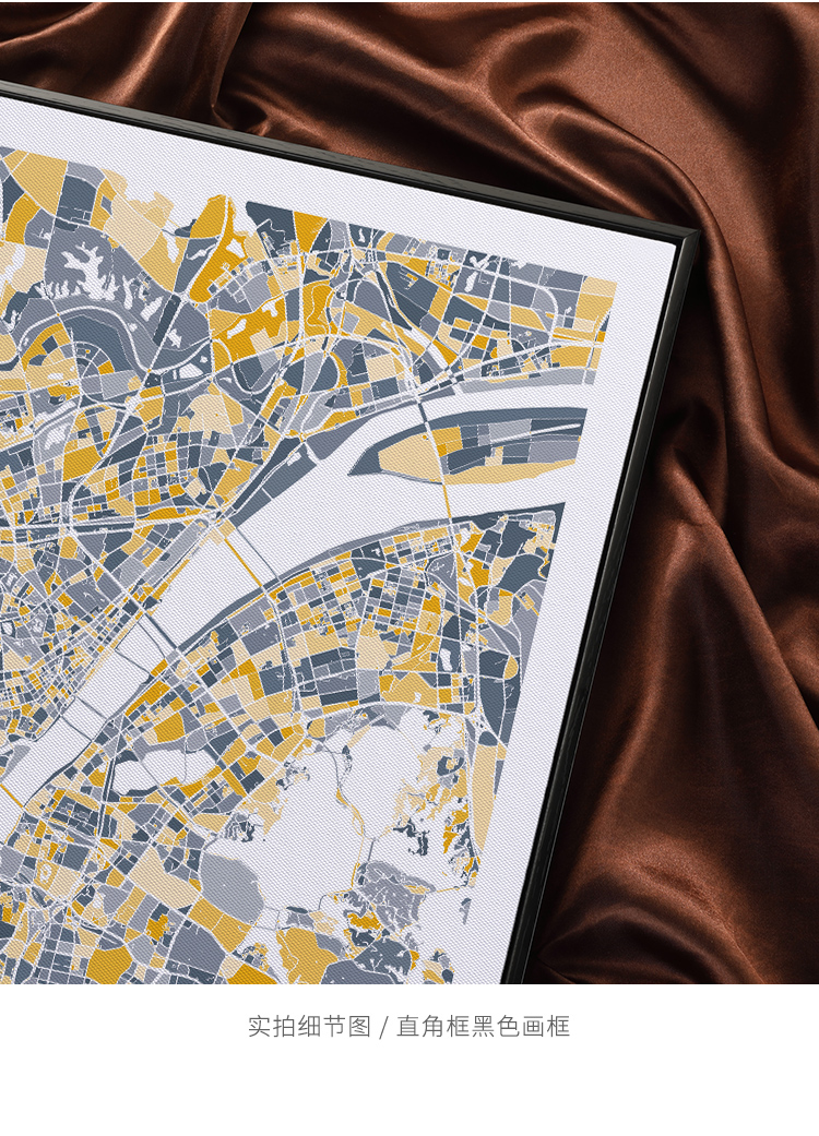 鳟鱼 现代地图三联画艺术喷绘