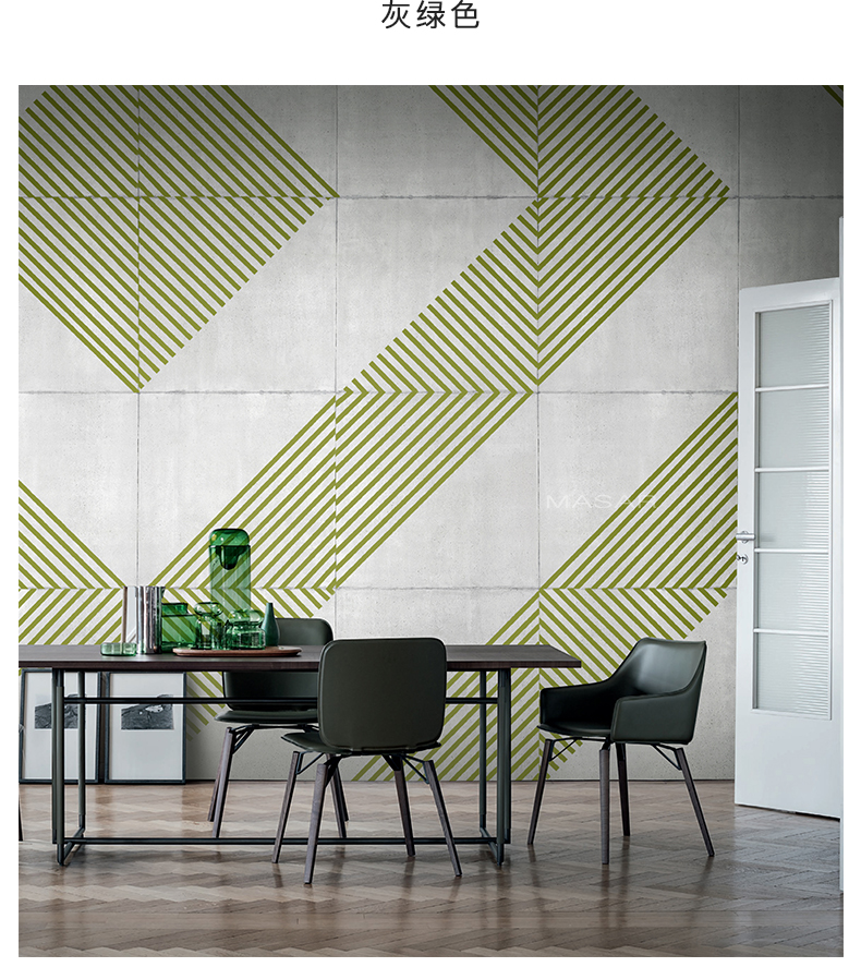 masar 现代艺术定制壁画回字线条回形砖loft客厅走廊背景墙纸