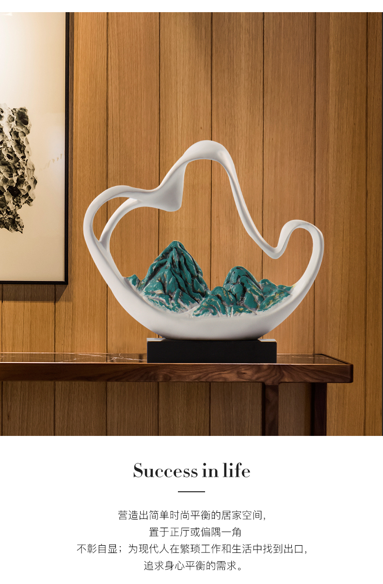 现代新中式假山摆件桌面酒店会所公共空间室内装饰玄关艺术品摆设