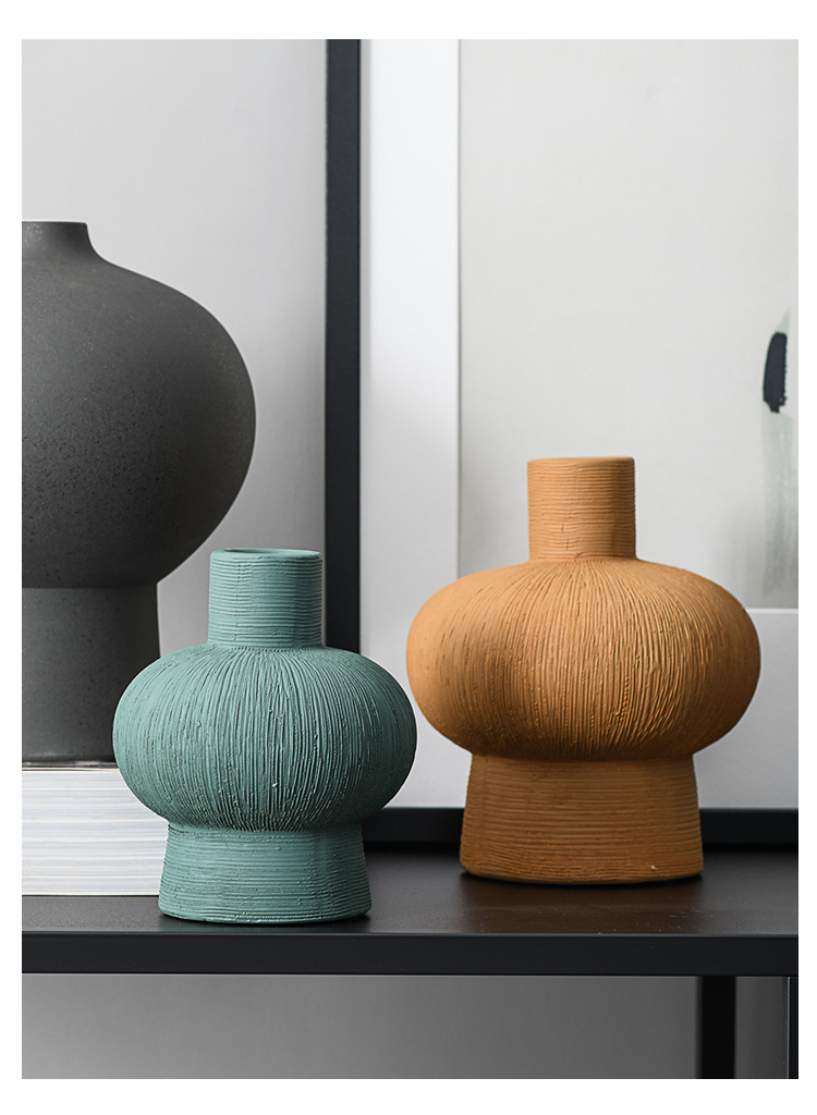 客厅创意陶瓷花瓶几何插花瓶摆设样板房间设计师轻奢软装饰品摆件