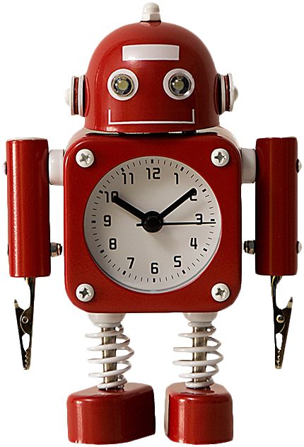 优米纳 金属机器人闹钟创意儿童房静音闹钟家居装饰床头柜摆件