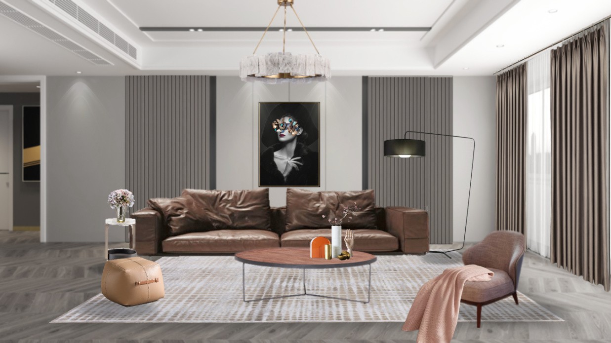 【客厅-再创作】软装方案-现代软装方案-软装搭配方案/2021-美间(软装