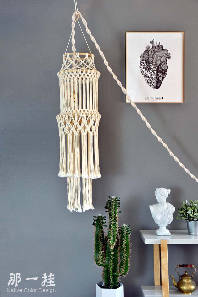 手工编织灯罩吊灯 卧室波西米亚灯笼 民族风 拍摄道具装饰灯罩