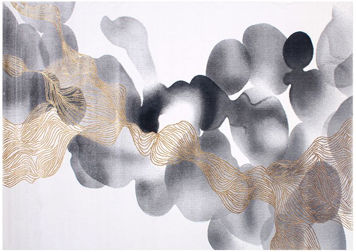 新中式客厅沙发地毯中国风水墨抽象灰色北欧轻奢卧室书房茶几毯-地毯