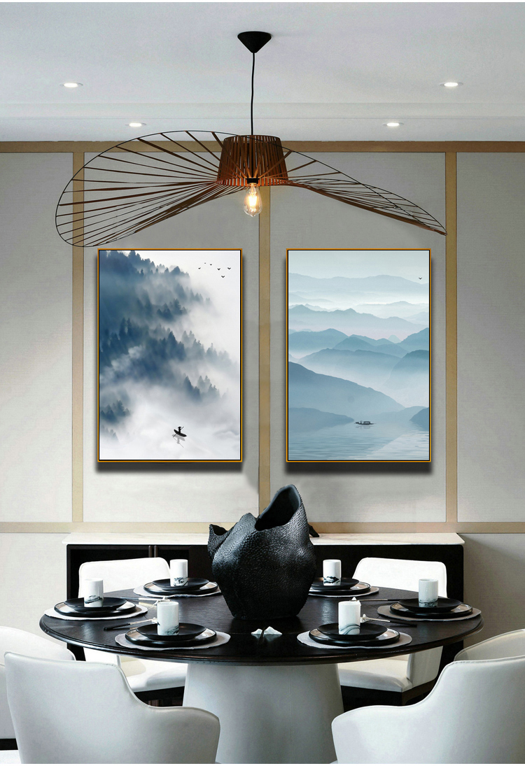 进门玄关山水画竖版招财风水过道画客厅办公室挂画装饰画走廊壁画