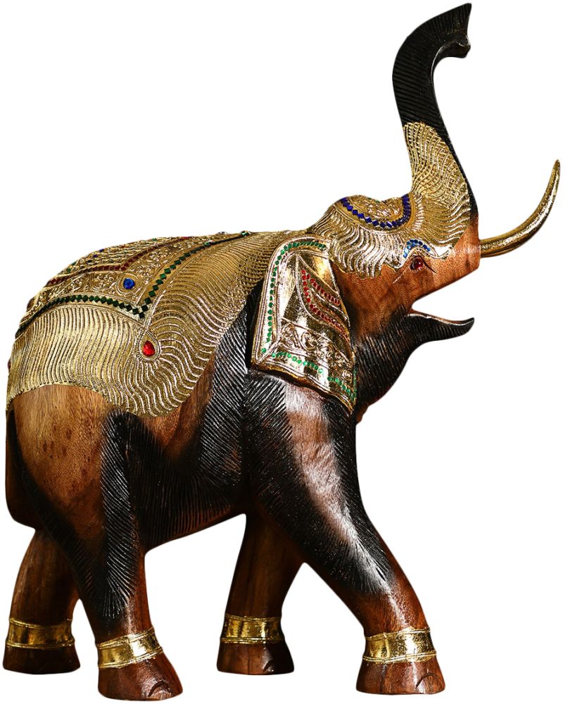 异丽 东南亚泰国工艺品实木雕刻大象木头招财雕塑