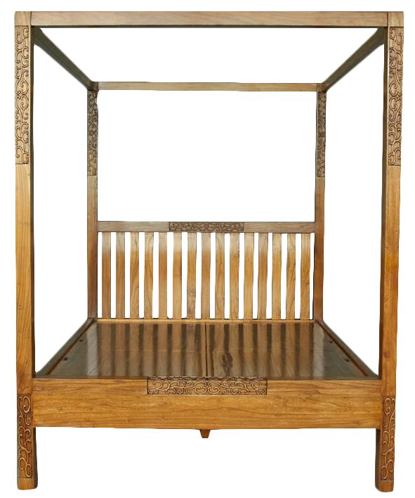 古今原木帷幔四柱床架子床