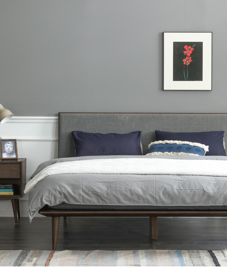 木也家具 现代轻奢极简ins风家用实木双人床