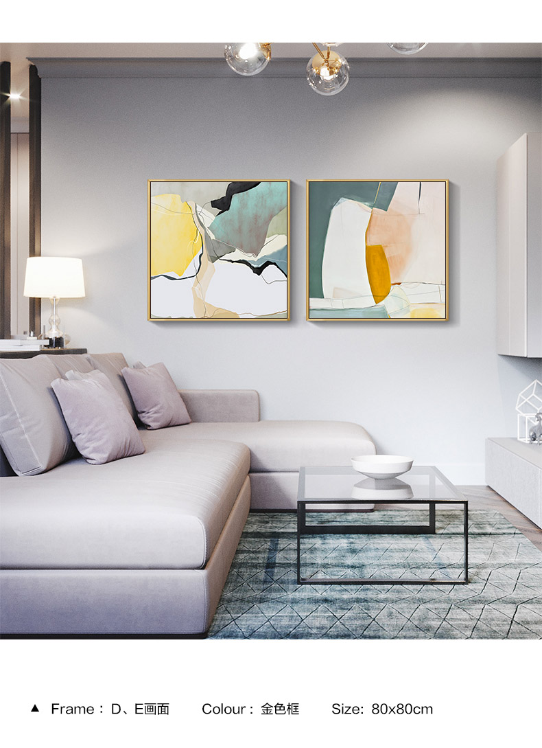 抽象画现代简约三联客厅沙发背景墙装饰画时尚餐厅壁画玄关挂画