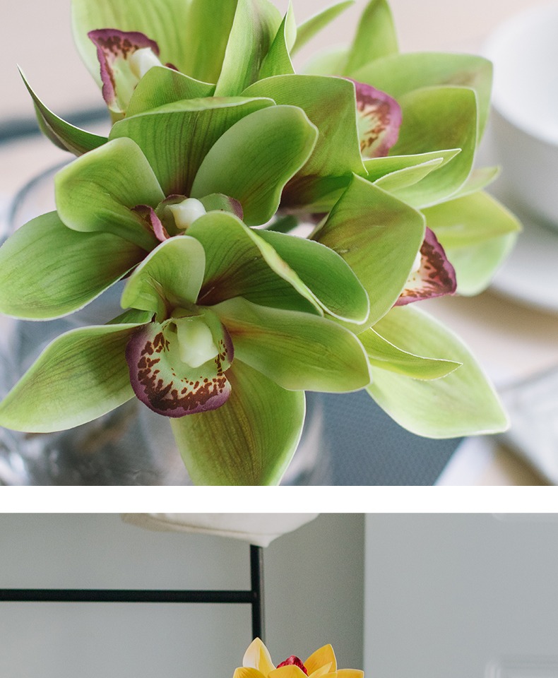 南十字星 现代高品质仿真兰花小蕙兰桌花 卫生间卧室边柜装饰花艺