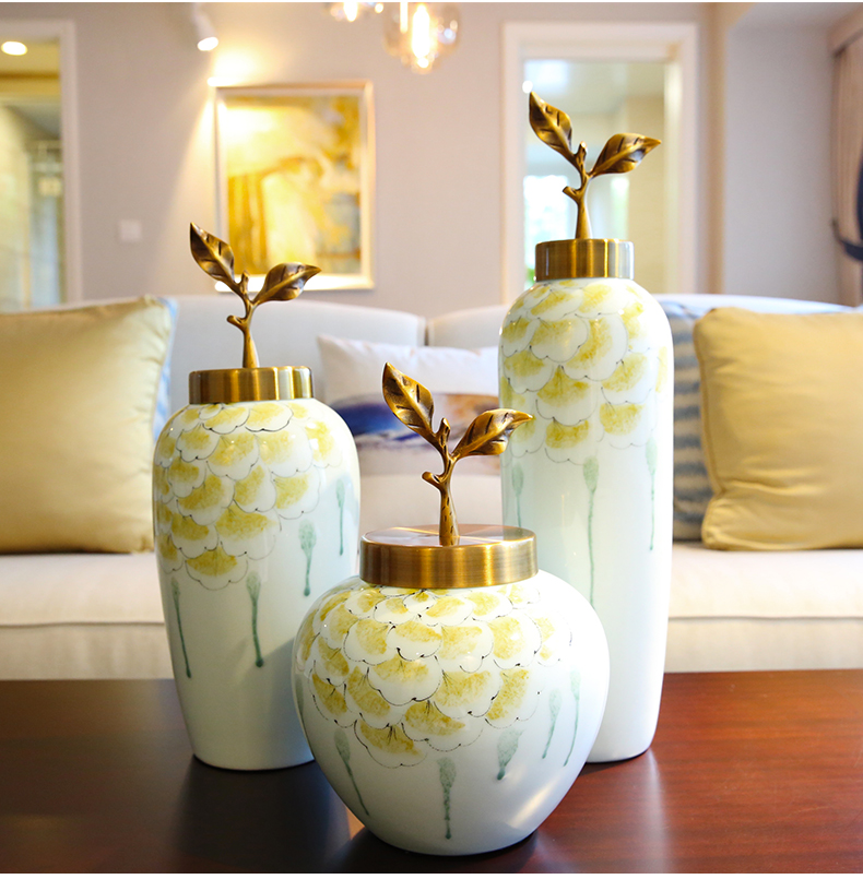 欧式家居装饰品新中式陶瓷花瓶摆件客厅干花插花假花套装桌面摆设