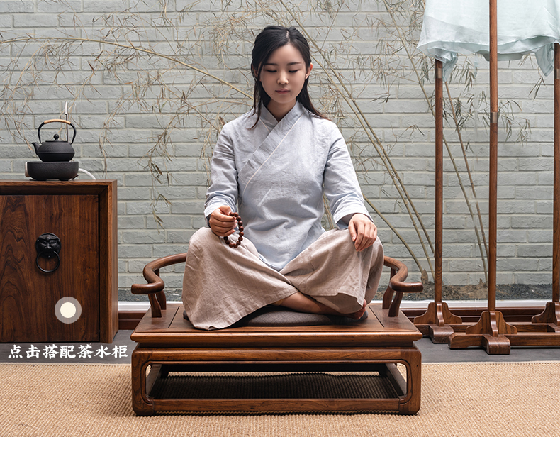 溪木工坊新中式圈椅禅意老榆木实木禅椅单人打坐禅修椅子仿古家具